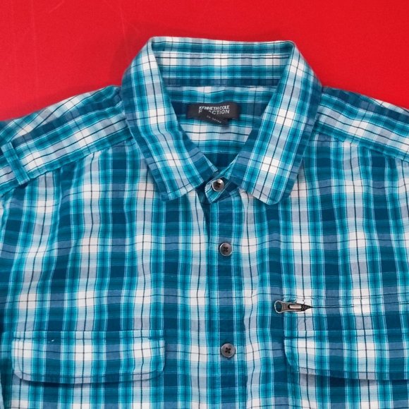 Kenneth Cole Reaction button down shirt green checkered men's size L - Picture 2 of 8